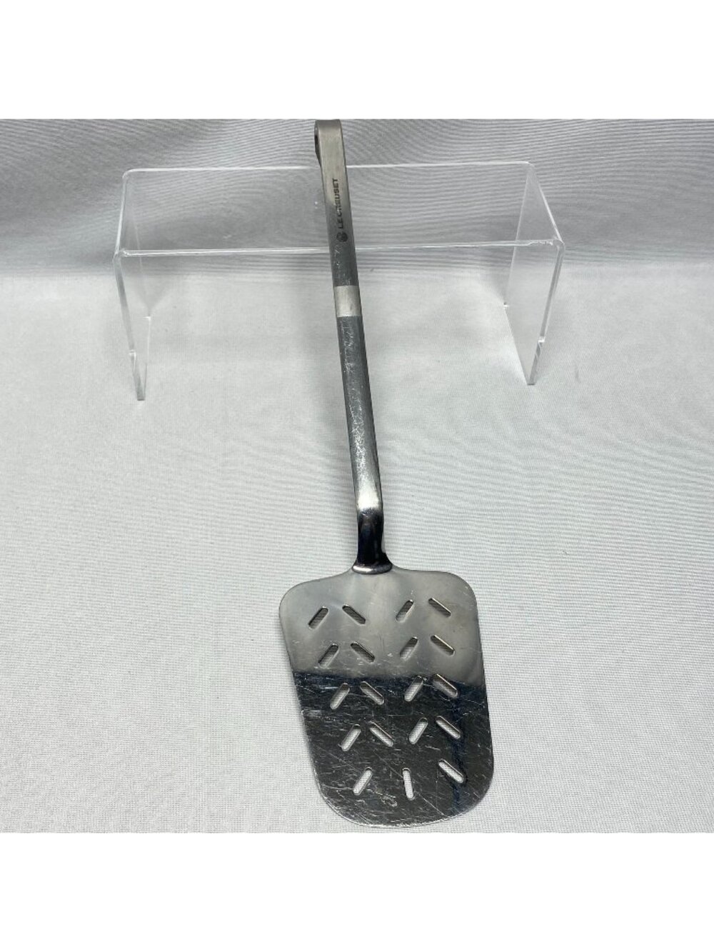 Le Creuset Stainless Steel Slotted Turner 14"  Spatula With Hook Handle